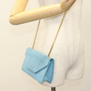 SAINT LAURENT Betty Chain Shoulder Bag Leather Light Blue Gold Auth BA3801-21