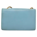 SAINT LAURENT Betty Chain Shoulder Bag Leather Light Blue Gold Auth BA3801-2