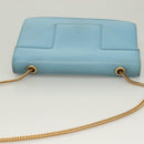 SAINT LAURENT Betty Chain Shoulder Bag Leather Light Blue Gold Auth BA3801-6