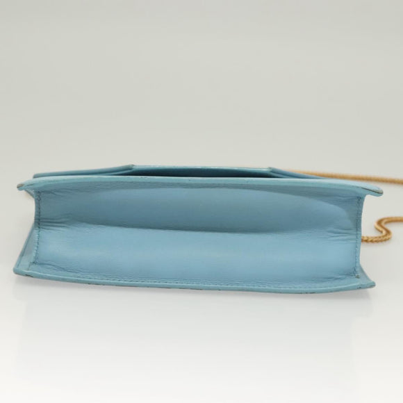 SAINT LAURENT Betty Chain Shoulder Bag Leather Light Blue Gold Auth BA3801