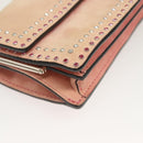 VALENTINO Rhinestone Chain Shoulder Bag Suede Pink Silver Auth BA3802-10