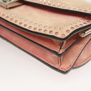 VALENTINO Rhinestone Chain Shoulder Bag Suede Pink Silver Auth BA3802-11
