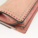 VALENTINO Rhinestone Chain Shoulder Bag Suede Pink Silver Auth BA3802-12