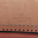 VALENTINO Rhinestone Chain Shoulder Bag Suede Pink Silver Auth BA3802-15