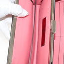 VALENTINO Rhinestone Chain Shoulder Bag Suede Pink Silver Auth BA3802-17