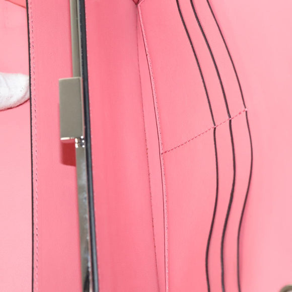 VALENTINO Rhinestone Chain Shoulder Bag Suede Pink Silver Auth BA3802