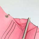 VALENTINO Rhinestone Chain Shoulder Bag Suede Pink Silver Auth BA3802-20