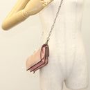 VALENTINO Rhinestone Chain Shoulder Bag Suede Pink Silver Auth BA3802-23