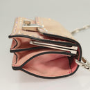 VALENTINO Rhinestone Chain Shoulder Bag Suede Pink Silver Auth BA3802-4