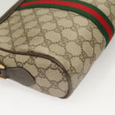 GUCCI GG Supreme Web Sherry Line Bag PVC Beige Gold 75 02 004 Auth BA3807-15
