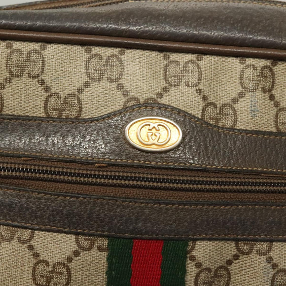 GUCCI GG Supreme Web Sherry Line Bag PVC Beige Gold 75 02 004 Auth BA3807