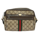 GUCCI GG Supreme Web Sherry Line Bag PVC Beige Gold 75 02 004 Auth BA3807-13