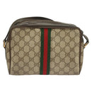 GUCCI GG Supreme Web Sherry Line Bag PVC Beige Gold 75 02 004 Auth BA3807-2