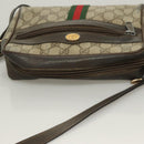 GUCCI GG Supreme Web Sherry Line Bag PVC Beige Gold 75 02 004 Auth BA3807-6