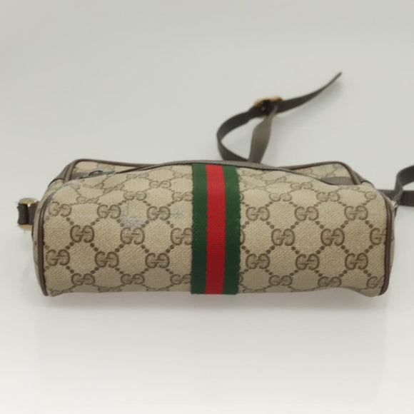 GUCCI GG Supreme Web Sherry Line Bag PVC Beige Gold 75 02 004 Auth BA3807