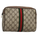 GUCCI GG Supreme Web Sherry Line Clutch Bag PVC Beige Gold 89 01 012 Auth BA3808-1