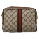 GUCCI GG Supreme Web Sherry Line Clutch Bag PVC Beige Gold 89 01 012 Auth BA3808-2