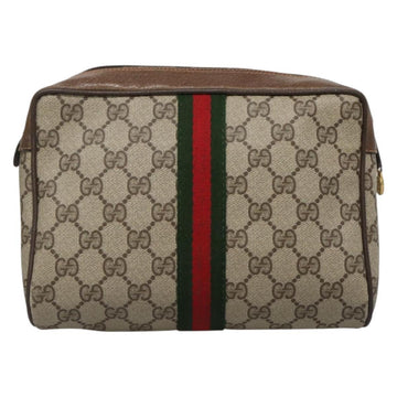 GUCCI GG Supreme Web Sherry Line Clutch Bag PVC Beige Gold 89 01 012 Auth BA3808 - 0