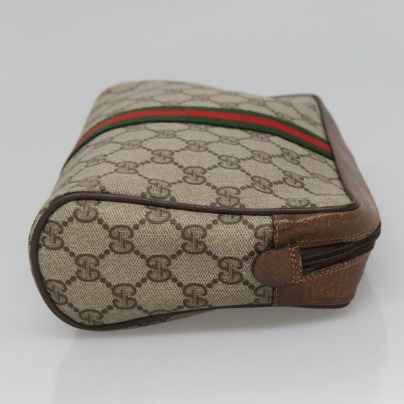 GUCCI GG Supreme Web Sherry Line Clutch Bag PVC Beige Gold 89 01 012 Auth BA3808