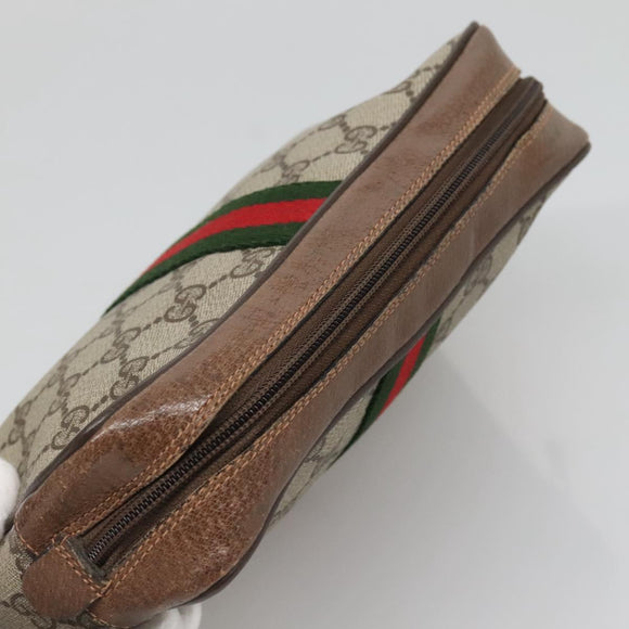 GUCCI GG Supreme Web Sherry Line Clutch Bag PVC Beige Gold 89 01 012 Auth BA3808