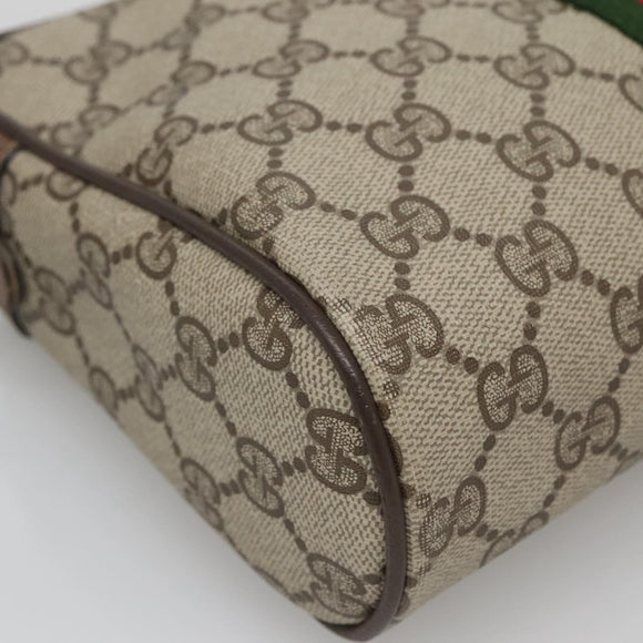 GUCCI GG Supreme Web Sherry Line Clutch Bag PVC Beige Gold 89 01 012 Auth BA3808