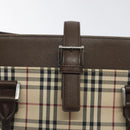 BURBERRY Nova Check Hand Bag Canvas Beige Silver Auth BA3809-10