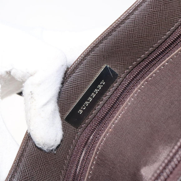 BURBERRY Nova Check Hand Bag Canvas Beige Silver Auth BA3809