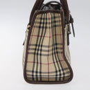 BURBERRY Nova Check Hand Bag Canvas Beige Silver Auth BA3809-3