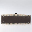BURBERRY Nova Check Hand Bag Canvas Beige Silver Auth BA3809-5
