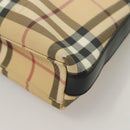 BURBERRY Nova Check Shoulder Bag PVC Beige Silver Auth BA3813-14