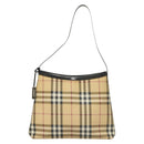 BURBERRY Nova Check Shoulder Bag PVC Beige Silver Auth BA3813-13