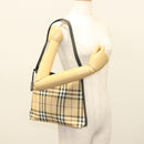 BURBERRY Nova Check Shoulder Bag PVC Beige Silver Auth BA3813-22