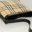 BURBERRY Nova Check Shoulder Bag PVC Beige Silver Auth BA3813-7