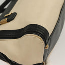 Chloe Alice Hand Bag Leather 2way White Black gold Auth BA3814-15