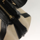 Chloe Alice Hand Bag Leather 2way White Black gold Auth BA3814-10