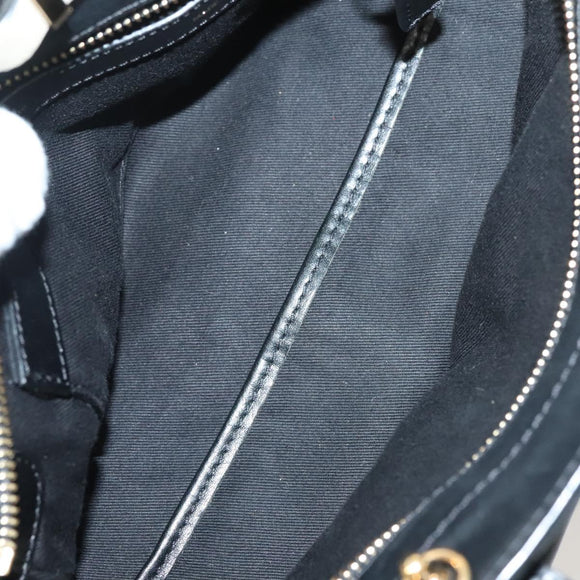 Chloe Alice Hand Bag Leather 2way White Black gold Auth BA3814