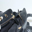 Chloe Alice Hand Bag Leather 2way White Black gold Auth BA3814-19