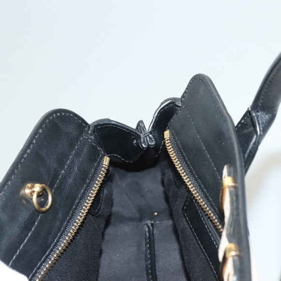 Chloe Alice Hand Bag Leather 2way White Black gold Auth BA3814