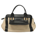 Chloe Alice Hand Bag Leather 2way White Black gold Auth BA3814-13