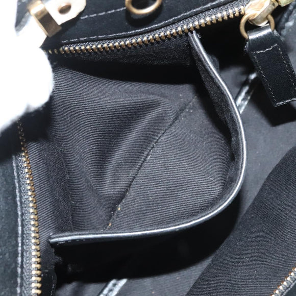 Chloe Alice Hand Bag Leather 2way White Black gold Auth BA3814