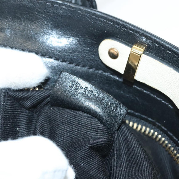 Chloe Alice Hand Bag Leather 2way White Black gold Auth BA3814