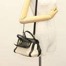 Chloe Alice Hand Bag Leather 2way White Black gold Auth BA3814-23