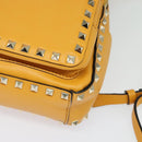 VALENTINO Studs Backpack Leather Yellow Silver Auth BA3815-14