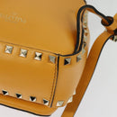 VALENTINO Studs Backpack Leather Yellow Silver Auth BA3815-16