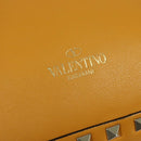 VALENTINO Studs Backpack Leather Yellow Silver Auth BA3815-17