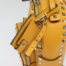 VALENTINO Studs Backpack Leather Yellow Silver Auth BA3815-10