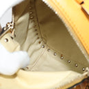 VALENTINO Studs Backpack Leather Yellow Silver Auth BA3815-20