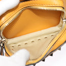 VALENTINO Studs Backpack Leather Yellow Silver Auth BA3815-21