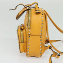 VALENTINO Studs Backpack Leather Yellow Silver Auth BA3815-3