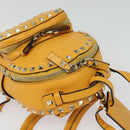 VALENTINO Studs Backpack Leather Yellow Silver Auth BA3815-6